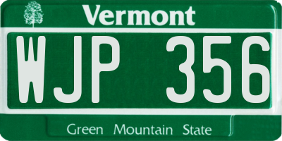 VT license plate WJP356