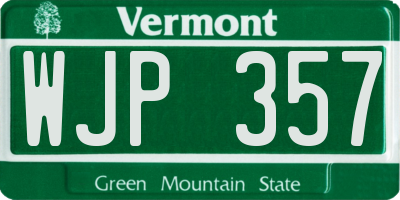 VT license plate WJP357