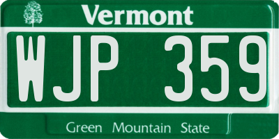 VT license plate WJP359