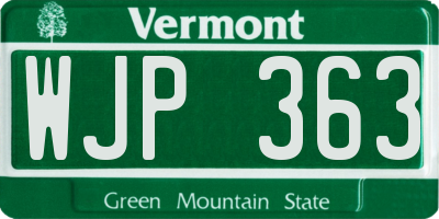 VT license plate WJP363