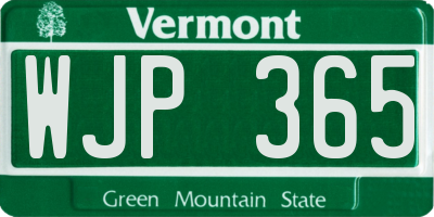 VT license plate WJP365