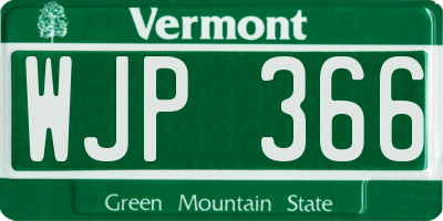 VT license plate WJP366