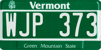 VT license plate WJP373