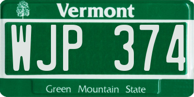 VT license plate WJP374
