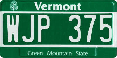VT license plate WJP375
