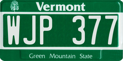 VT license plate WJP377