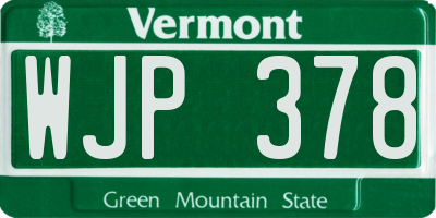 VT license plate WJP378
