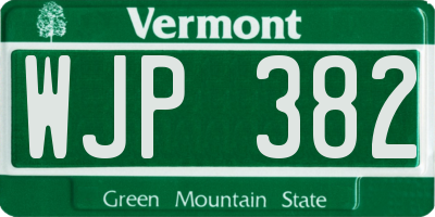 VT license plate WJP382