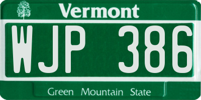 VT license plate WJP386