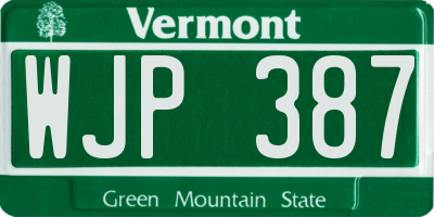 VT license plate WJP387