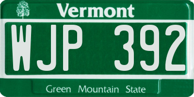 VT license plate WJP392