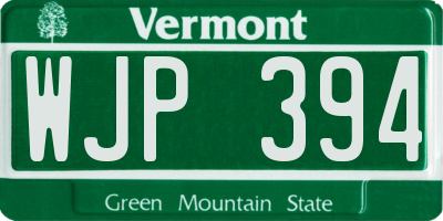 VT license plate WJP394