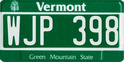 VT license plate WJP398
