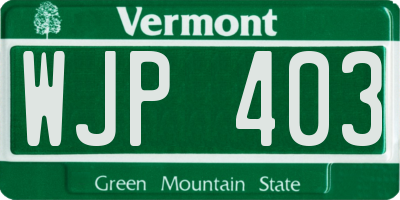 VT license plate WJP403