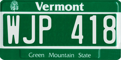 VT license plate WJP418