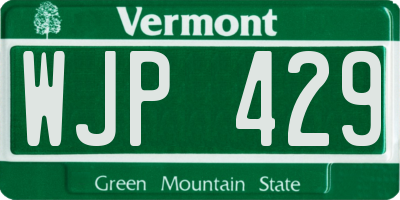 VT license plate WJP429