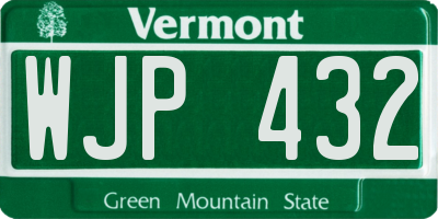VT license plate WJP432