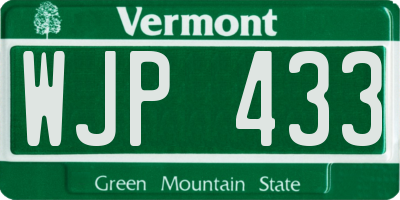 VT license plate WJP433
