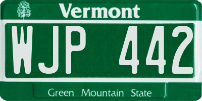VT license plate WJP442