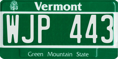 VT license plate WJP443