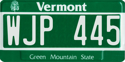 VT license plate WJP445