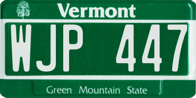 VT license plate WJP447