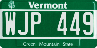 VT license plate WJP449