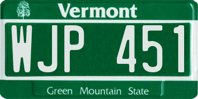 VT license plate WJP451