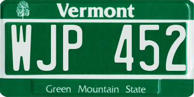 VT license plate WJP452