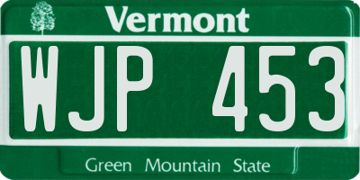VT license plate WJP453