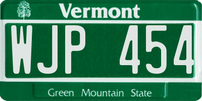 VT license plate WJP454