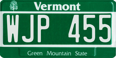 VT license plate WJP455