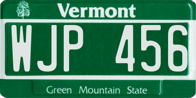 VT license plate WJP456