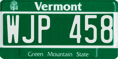VT license plate WJP458
