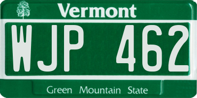 VT license plate WJP462