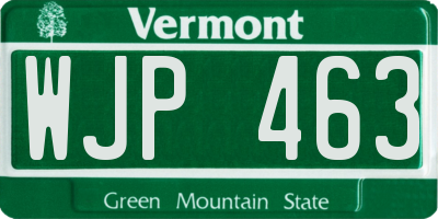 VT license plate WJP463