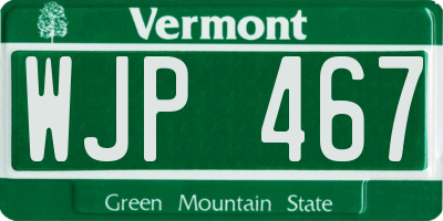 VT license plate WJP467