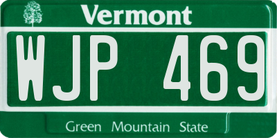 VT license plate WJP469