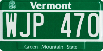 VT license plate WJP470