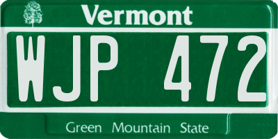 VT license plate WJP472
