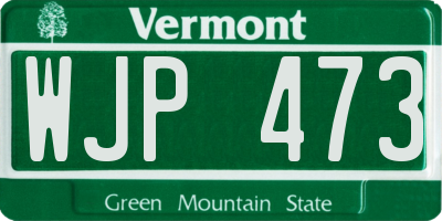 VT license plate WJP473
