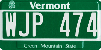 VT license plate WJP474