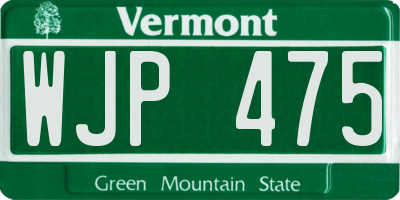 VT license plate WJP475