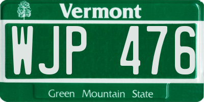 VT license plate WJP476