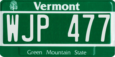 VT license plate WJP477