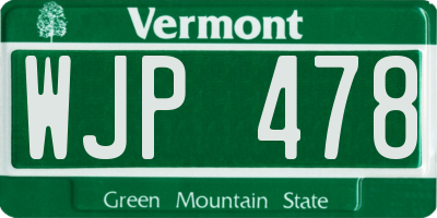 VT license plate WJP478