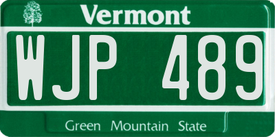 VT license plate WJP489