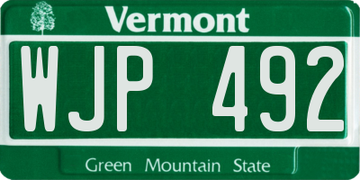 VT license plate WJP492