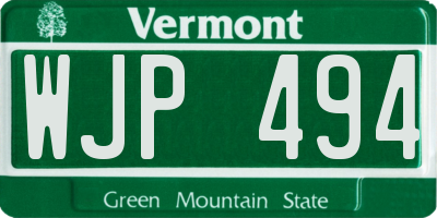 VT license plate WJP494