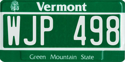 VT license plate WJP498